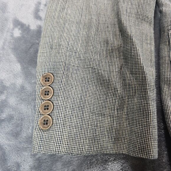 Brooks Brothers 346 Silk Wool Linen Blazer Mens 42 White Black Micro Houndstooth - Picture 10 of 10